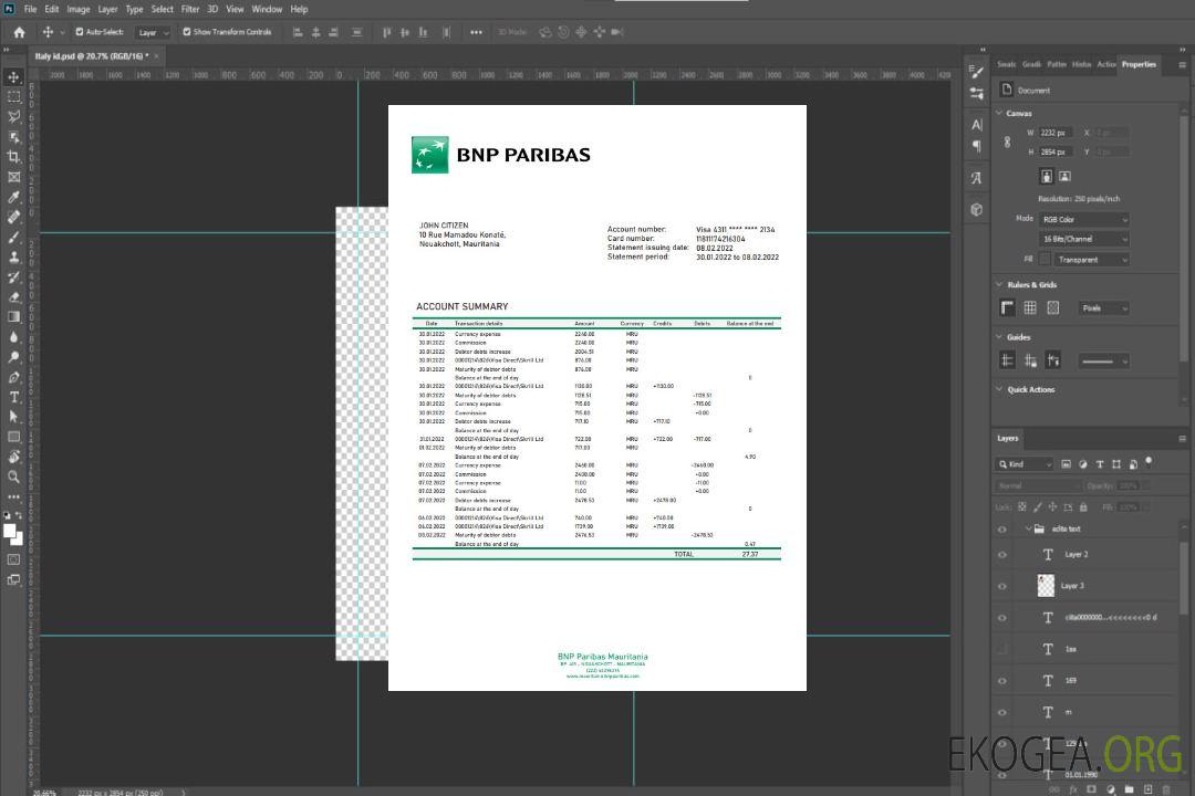 Modèle de relevé bancaire Mauritanie BNP Paribas au format Word et PDF template Modèle de relevé bancaire Mauritanie BNP Paribas au format Word et PDF template